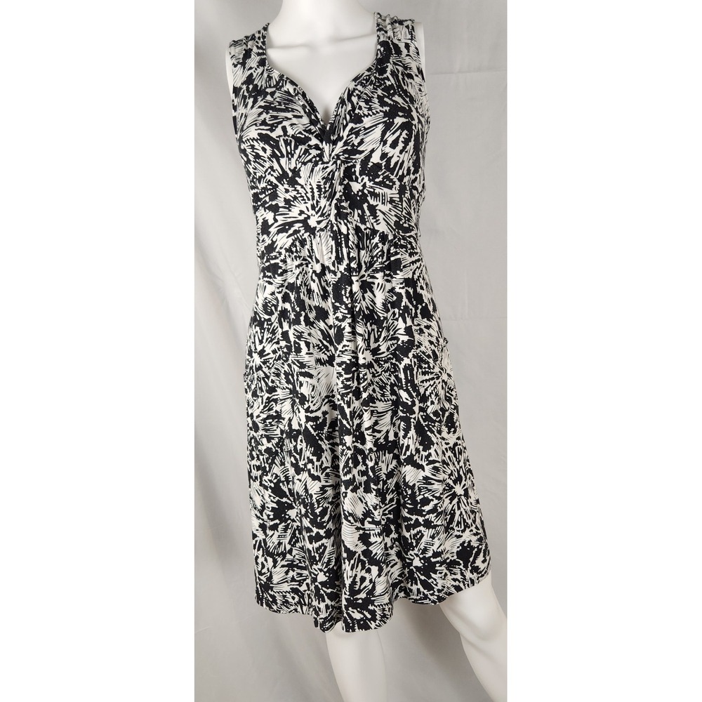 Style & Co Black White Floral Soft Knit A‑Line Dress Minimalist 2000s Neutral XL